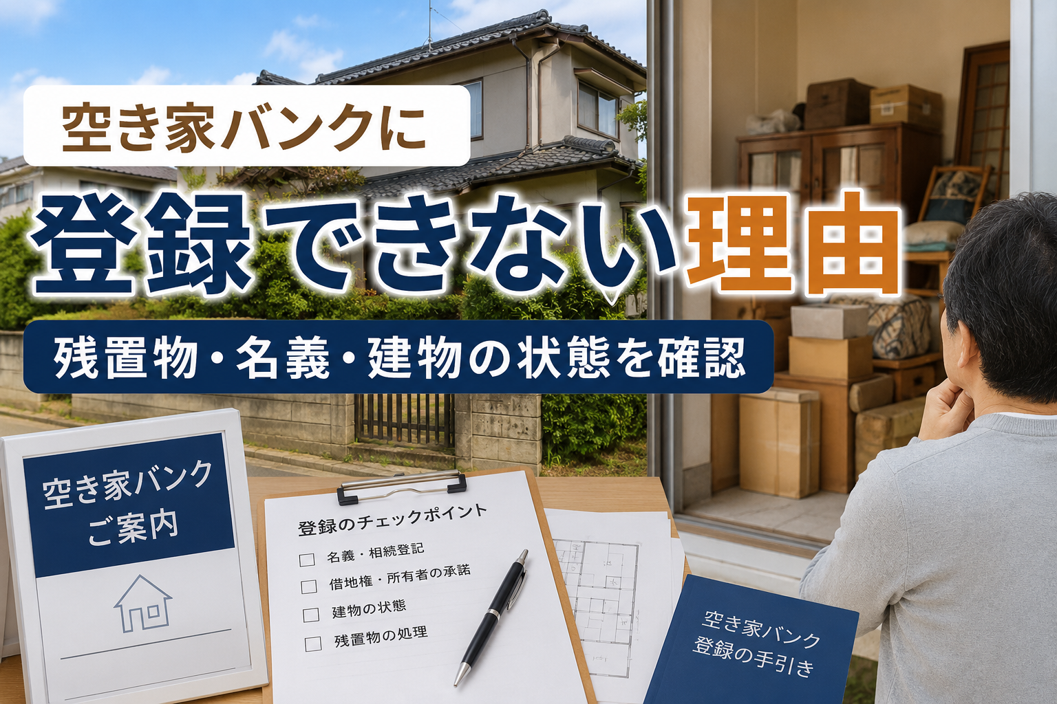 空き家バンクの登録条件と残置物について確認する実家の空き家
