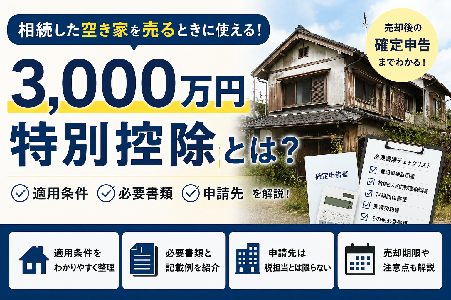 相続した空き家の3,000万円特別控除の条件・必要書類・申請先